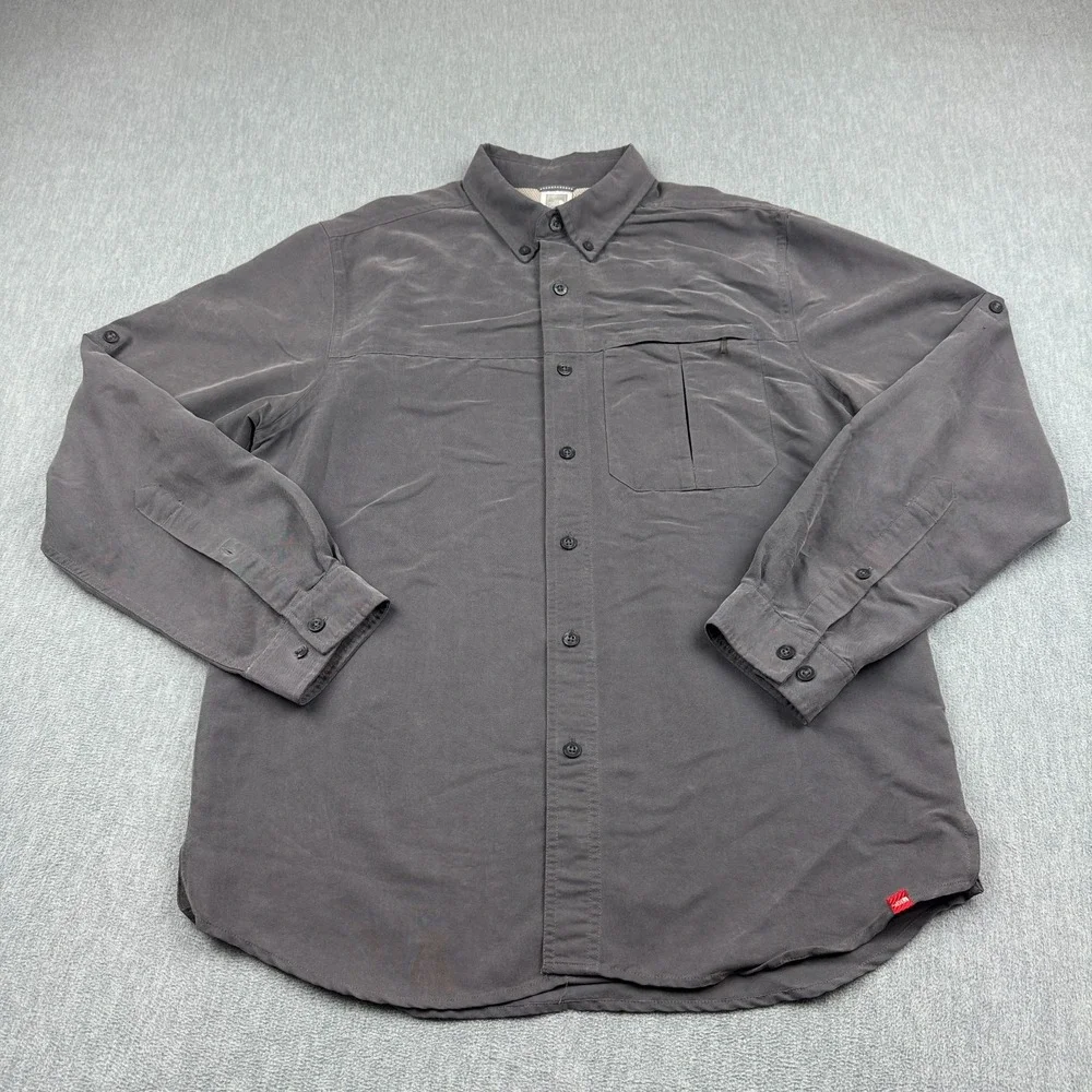 The North Face Shirt Mens Medium Gray ACCX Roll Tab Button Down Hiking‎ Outdoor